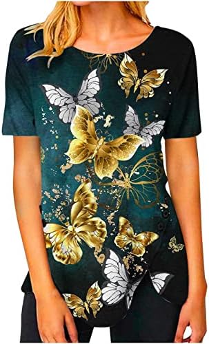 Camisa gráfica de borboleta de algodão para garotas adolescentes para mulheres para mulheres outono no outono 52 52