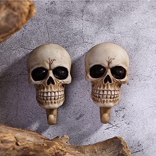 Luan Skull Key Ganchos de parede Decorativa Gótica Titular 3D Realista Skull Resina Casaco Ganchos de 5 libras Capactação de carga Organizador do rack de chapéu para suprimentos de halloween favores
