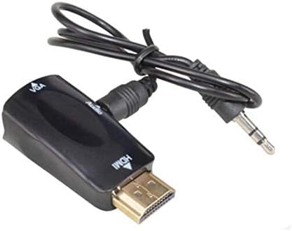 Conversor HDMI para VGA, 1080p 60Hz HDMI Male VGA Adaptador feminino com porta de áudio de 3,5 mm para computador PC Monitor de laptop HDTV Câmera digital Caixa de TV