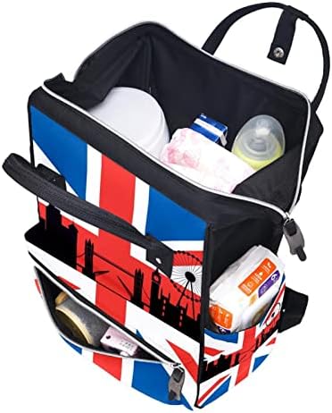 Flag britânico London Backpack Backpack Baby Nappy Changing Bags Multi Função Bolsa de viagem de grande capacidade