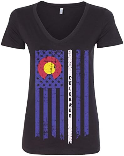 T-shirt de decote em V Threadrock Women Colorado State American Band