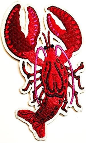 Kleenplus 3pcs. Lagosta camarão de frutos do mar de arafe -parto de cartoon patch shrimp de camarão vermelho manchas de artesanato de artesanato diy aplique bordado costurar ferro em manch