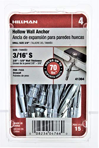 Hillman Hollow Wall Anchor 3/16 s 15/cartão