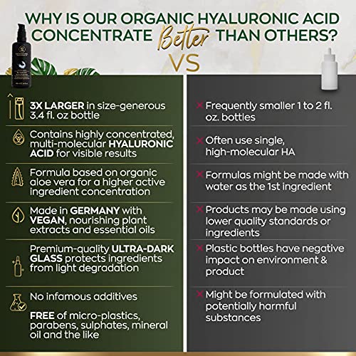Soro de ácido hialurônico orgânico para soro facial + garrafa de vidro sérico de retinol - natural de cetim vegano cetim