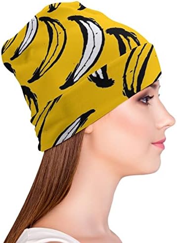Baikutouan Banana Pattern3 Chapéus de gorro impressos para homens Mulheres com desenhos Capinho do crânio