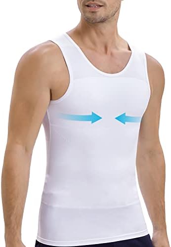 LGTFY Mens Gynecomastia Camisetas de compressão, tampa do tanque de modelador de corpo em declínio, Controle de barriga