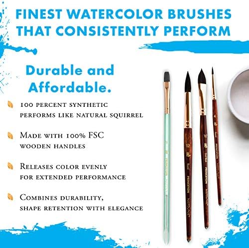 Artista de Princeton Brush Netuno, Brushes for Watercolor Series 4750, esquilo sintético de Quill, tamanho 6