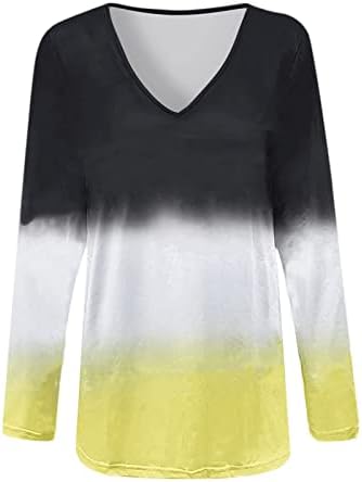 MANAGEM LONGA 2023 Moda Cotton V Neck Loue Fit Lounge Tye Trey Tshirt para Blusa gráfica de verão de outono feminino 4G