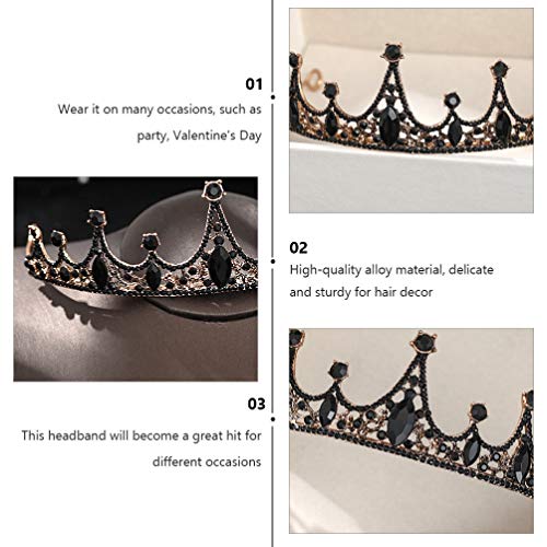 Mobestech Black Crown Black Barroce Crystal Tiara Gothic Capace