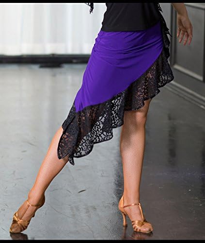 JS Chow Ladies 'roxo preto salsa latina tango chacha prática assimétrica dançar saia
