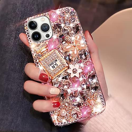 Cavdycidy para iPhone 13 Pro Max Case para mulheres ， Caixa de telefone Bling de luxo brilhante com brilho glitter Sparkle Crystal Rhinestone Diamond Gem on Hard Refform Back, tampa de TPU de borda macia para meninas femininas 6.7