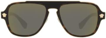 Versace VE 2199 12524T Havana Plástico Óculos de sol quadrados Lente espelho cinza