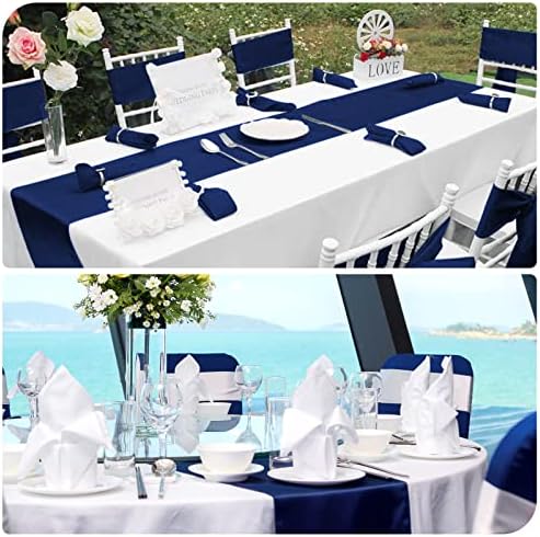 12 Pacote de mesa de cetim azul marinho corredor de 12 x 72 polegadas de comprimento de mesa premium para decoração