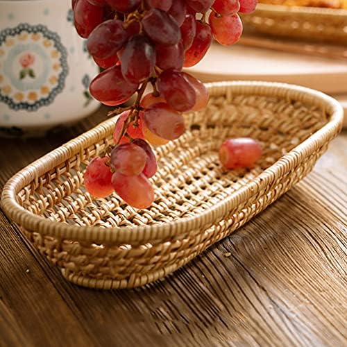 Cesta de juta cabilock cesta de pão tecido artesanato artesanal lanche de frutas que servem cestas de talheres de bandeja de vime