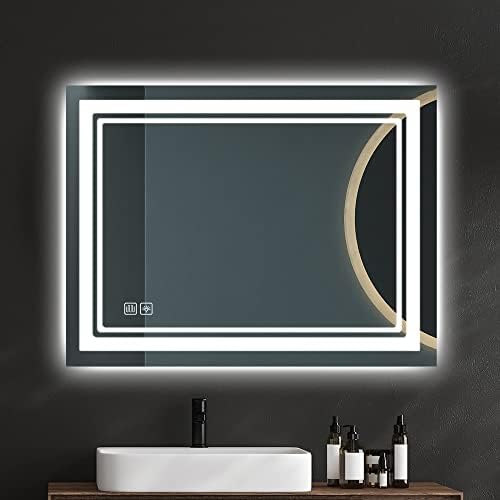 Espelho de banheiro led bubful - espelho de vaidade de 24 x 32 polegadas com luzes - Espelho de maquiagem iluminada com