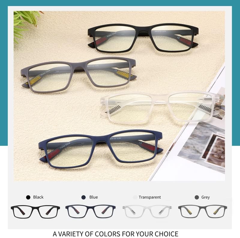 Ivnuoyi 4 óculos de leitura de pacote Blue bloqueando leitores para homens, óculos leves de computador com dobradiça de