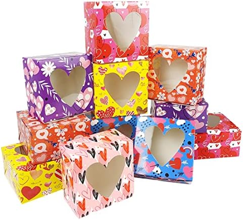 24 caixas de dia dos namorados, caixa de presente de janela transparente em forma de coração, caixas de tratamento do dia