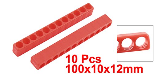 UXCELL A15061600UX0591 100mm de comprimento de 7 mm de diâmetro de 12 buracos Block Block Red 10 Pcs