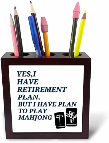 Imagem 3drose de um mahjong com um texto sobre aposentadoria - portadores de caneta de telha
