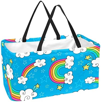 Compras Sacos de Compras Rainbow Cat Bags Sacos de Mercearia Resistente a Água Sacos de Tote de serviço pesado 22.0x12.6x11.4