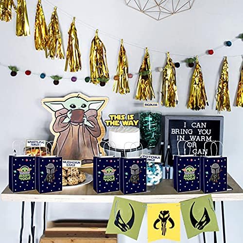 16 PCS Baby Joda Party Gift Bags Snacks Sacos de doces Mandalorian Supplys para decoração de festa de aniversário