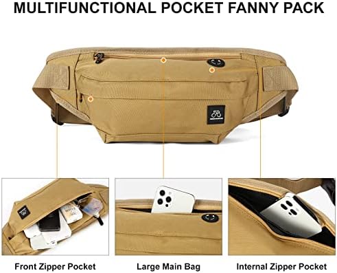 Fanny Packs for Women & Men Unisex Saco Pacote com fone de ouvido e zíper Strap Ajusta Black Fanny Pack para ao ar livre e