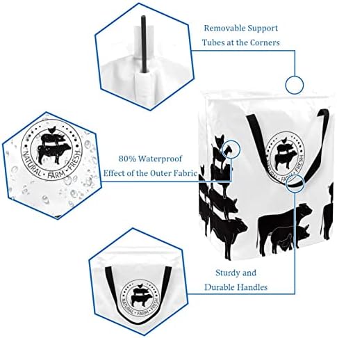 Animais de fazenda Pirâmide estampa de pirâmide cesto de lavanderia dobrável, cestas de lavanderia à prova d'água 60l
