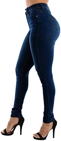 Kunmi Womens Curvy Cantura alta estirada levantando jeans colombianos magros