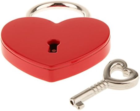 2 pedaços pequenos trancas de cadeado em forma de coração de metal com chave para caixa de joalheria Box Diário de caixa de armazenamento Livro, vermelho