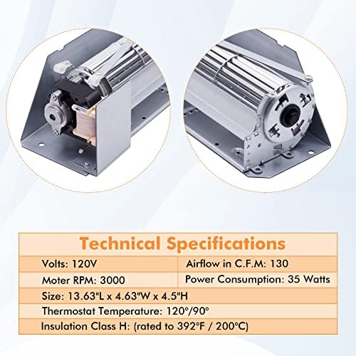 Substituição do kit de soprador de lareira CRIDITPID FBK-100 Substituição de Lennox LMDV 3530, LMDV3530CNM, MPD3530CNM, FBK-100 Kit de ventilador de lareira, kit de ventilador 80L84 FBK100 para Superior, Astria, Feirplaces Lennox