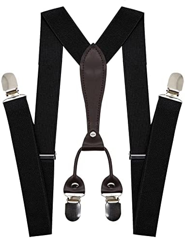 Jaifei Suspenders & Bowtie Set- Elastic Men's Elastic X Band Suspenders + Bowtie para Casamento, Eventos Formais
