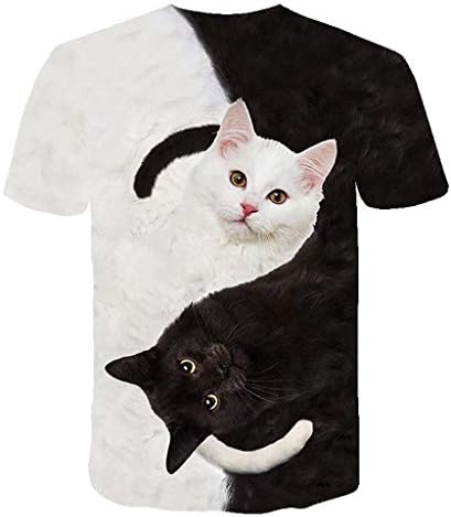 Mulheres de manga de manga curta ativa ativa camisas de manga superior gato 3d moda casual camiseta de camiseta de