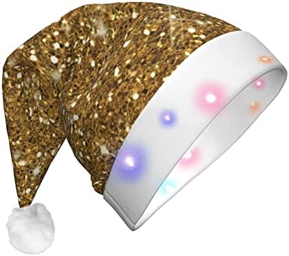 Chapéu de Natal LED de ouro Papai Noel Chap