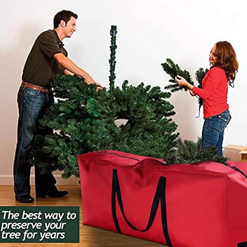 Armazenamento de sacos de árvores de Natal, para estatuetas de material com zíper oxford protege contra tiras de