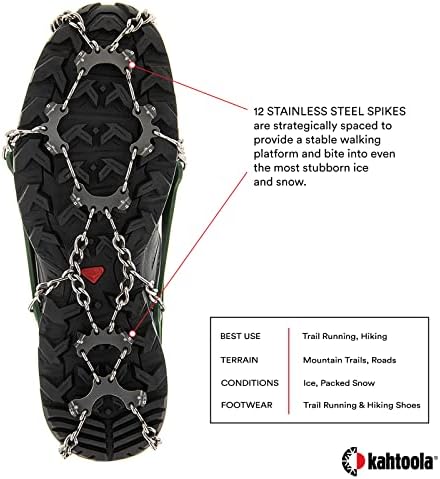 Kahtoola Microspikes Tração de calçados para caminhada de trilha de inverno e montanhismo de gelo