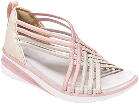 Sandálias de verão para mulheres colorido sólido curativo transversal de capota baixa sapatos de boca de peixe ladras