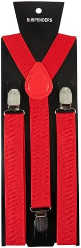 Jemygins Solid Color Mens Suspender com 3 clipes fortes aparelhos ajustáveis