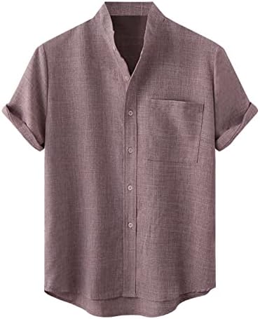 Camisas masculinas de verão masculino Camisa casual da camisa sólida Botão de manga curta camisa de bolso solto de bolso