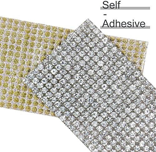 Kikimink 4 rolos 8 jardas de cristal de cristal auto-adesivo adesivos de fita de diamante, 06/04/8/14 linhas DIY Decoração