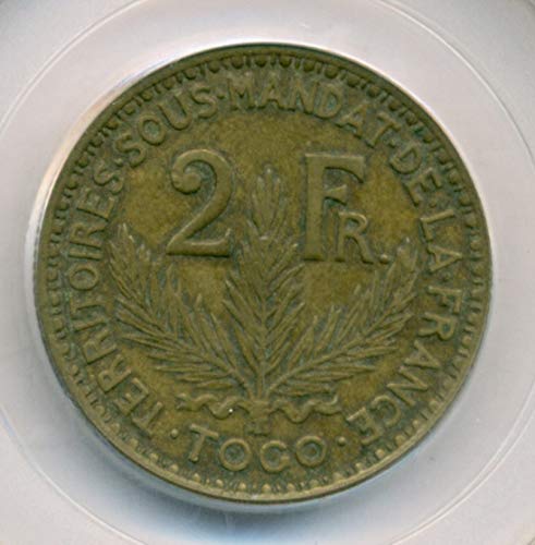 1925 TG TOGO 2 FRANCS XF40 PCGS