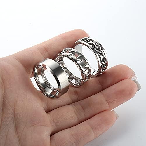 ORAZIO 3PCS Spinner de aço inoxidável anéis para homens Mulheres Matte escovadas clássicas simples anel de casamento simples