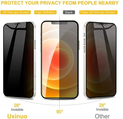 Protetor de tela de privacidade de Uxinuo para iPhone 12 mini, 5.4 , premium 4D aresta curva a borda Cobertura completa Protetor