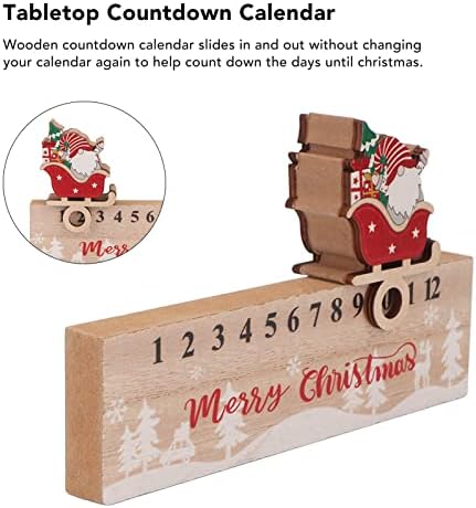 Calendário de contagem regressiva de mesa de Natal, calendário de contagem regressiva de desktop Block Block de Wooden Wooden