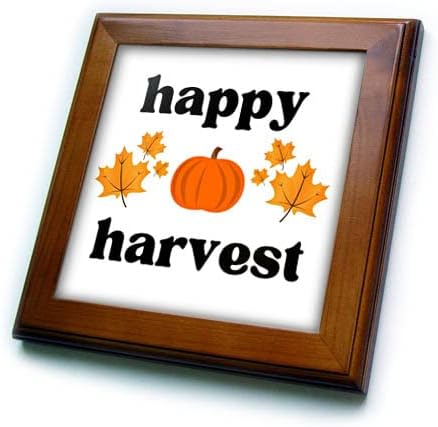 3drose bordo folhas e abóbora Happy Harvest Design - ladrilhos emoldurados