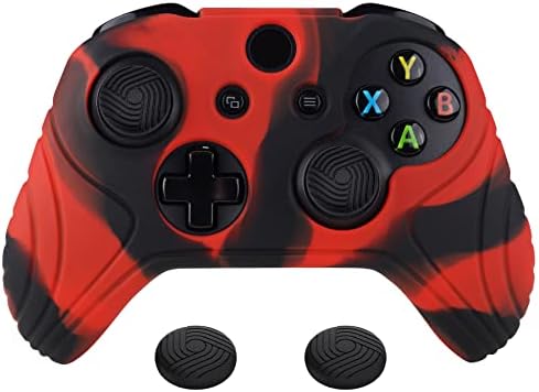 Playvital Samurai Edition Red e Black Anti-Slip Slip Grip Silicone Skin para Xbox One X/S
