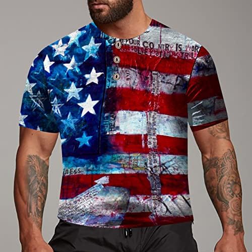 Camisetas masculinas de verão American Flag Patriótico Manga curta Independence Day Tirps Tops Spandex Tee