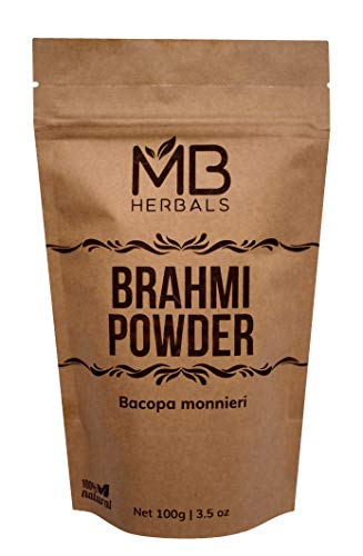 MB Herbals Pure Brahmi Powder 100g | 3,5 oz | Bacopa Monnieri em pó | Promove o crescimento do cabelo