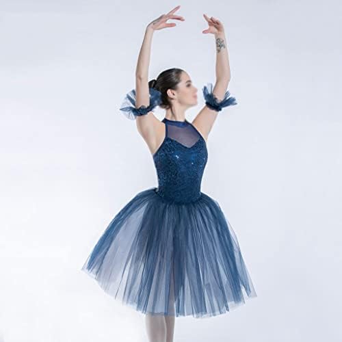 N/A Navy Blue Senhora Lace Top corpete Halter pescoço balé romântico Tutu Mulheres palco de desempenho da bailarina dança tutu tutu
