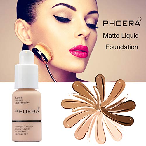 Fundação Phoera, Fundação de Líquido de Controle de Óleo Matte Soft fascinante Maquiagem de face.