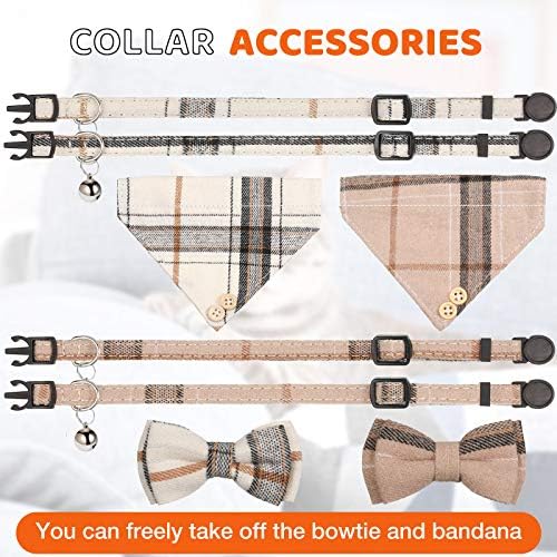 4 peças Tirada de gravata borboleta colarinho bandana, colarinho de estimação brandana com colar de gato ajustável clássico com lenço